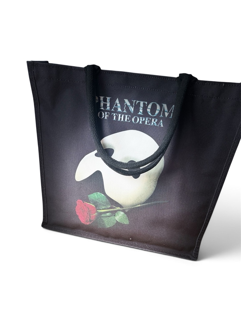 Phantom of the Opera Black Graphic Tote with Rose